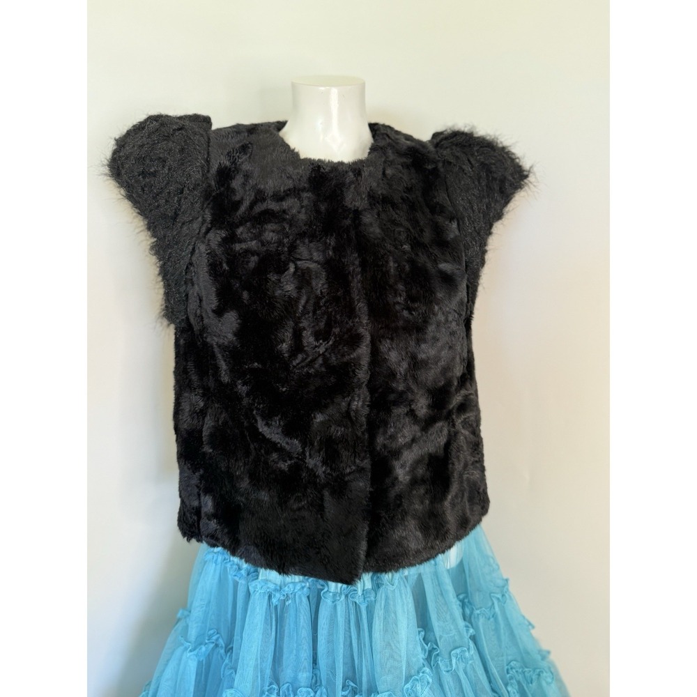 Vintage Women's Skaist Taylor Neiman Marcus Faux Fur‎ Vest Black Medium Pockets - Picture 16 of 16